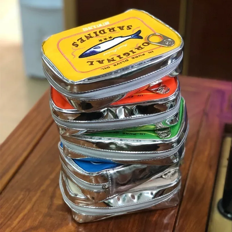 sacs à cosmétiques de voyage sardines en conserve, trousse de toilette créative, portable, mignon, grande capacité, fermeture éclair, multifonction pour week-end, vacances