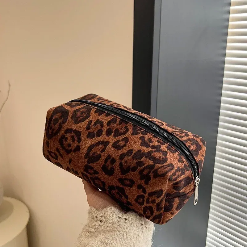 sac de maquillage léopard, trousse à cosmétiques de voyage, sac de rangement portable à fermeture éclair, sacs de toilette multifonctions, organisateur pour femmes, pochette