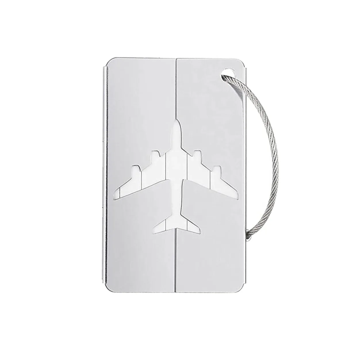 étiquette de bagage de voyage en alliage d'aluminium, étiquette suspendue pour valise, avion avec nom, cartes d'identité, anti-perte, couleur unie, accessoires de voyage.zmt