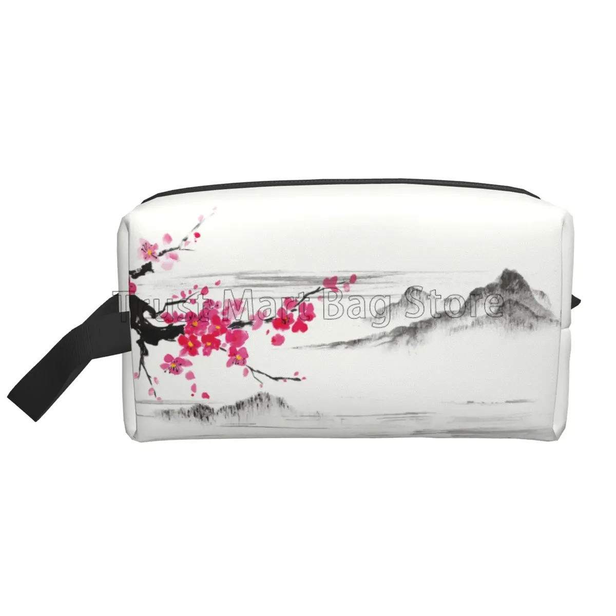 sacs à cosmétiques japonais sakura imprimés fleurs de cerisier pour femmes, pochette de toilette de voyage à fermeture éclair, grand sac de maquillage résistant à l'eau, cadeau