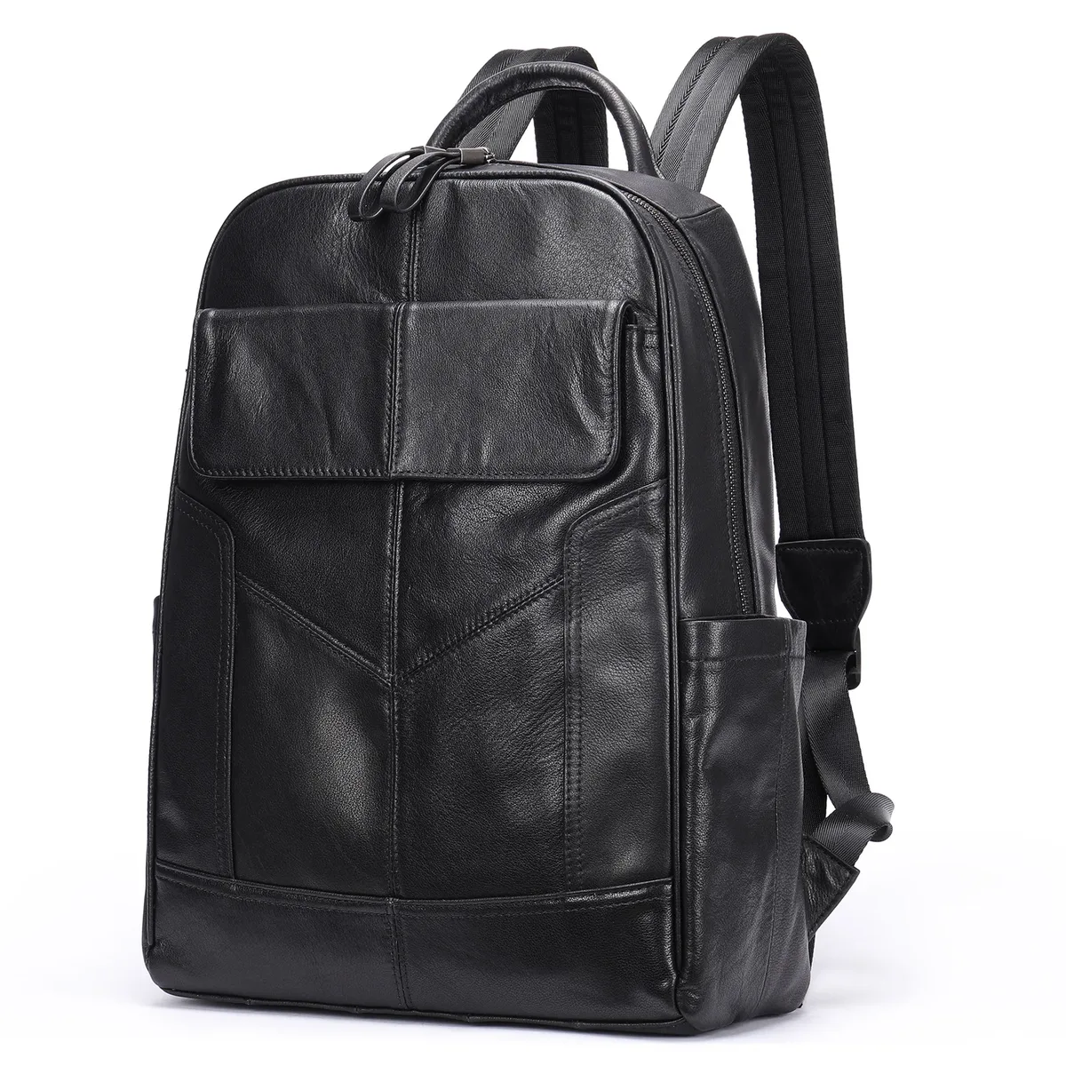 sac à dos en cuir de vachette naturel pour homme, sac à main simple, grand sac d'affaires décontracté, sac d'ordinateur pour ordinateur portable de 15.6 pouces, 150