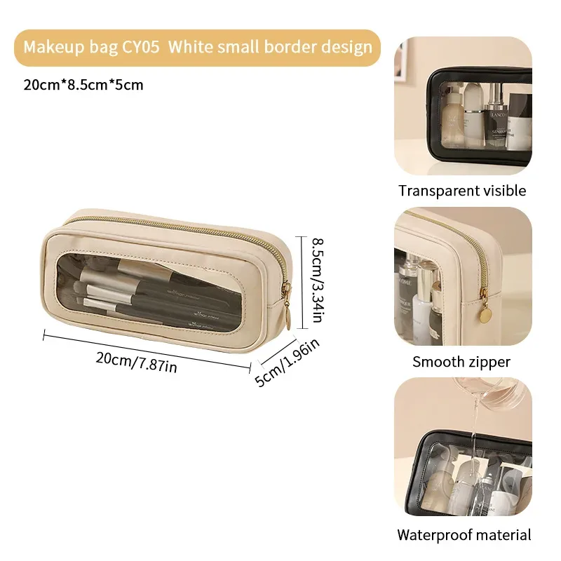 nouvelle trousse de maquillage en pvc transparente, sac de rangement polyvalent grande capacité, étanche, portable pour l'extérieur