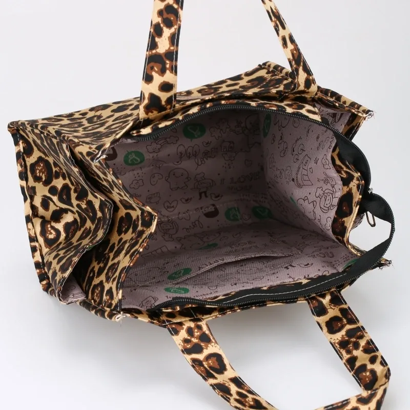 nouveau sac fourre-tout à déjeuner de grande capacité imprimé léopard rétro avec pochette de rangement sac à main de travail de banlieue sac de repas portable