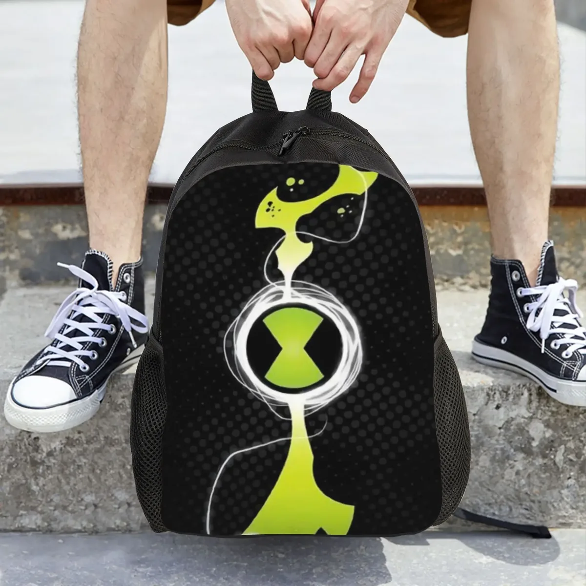 sac à dos ben 10 pour la rentrée scolaire, avec logo ben 10 omnitrix abstrait et sangle réglable