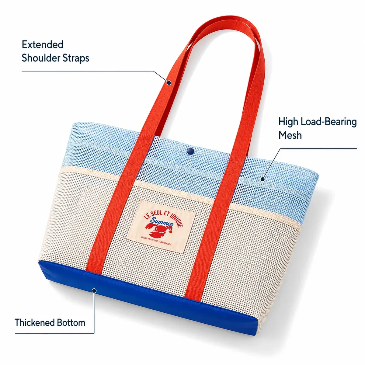 sac de plage grande capacité, résistant au sable, en maille, pour la plage, la piscine, les voyages, sac de rangement, design multi-poches, essentiel pour les vacances en famille
