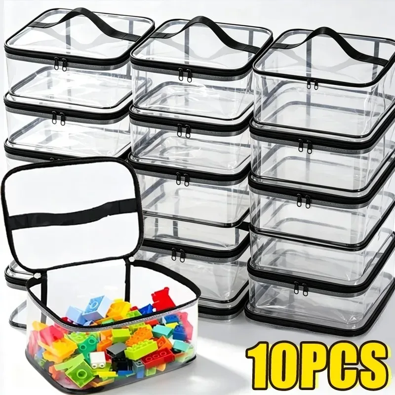 sac en pvc imperméable épais, extra large, transparent, pour rangement, organisateur portable, cosmétiques, jouets unisexes, voyage, pochette transparente réutilisable