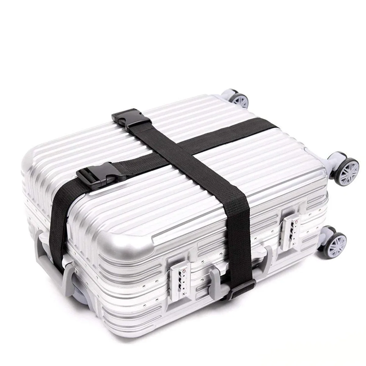 1 pièces 78 "x 2" sangles de bagages ceintures de valise larges sangles d'emballage réglables accessoires de voyage, noir