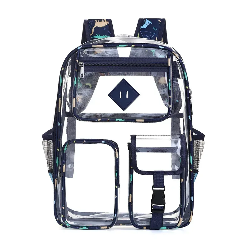 sac à dos transparent en pvc écologique, grande capacité, couleurs graffiti, sac d'étudiant tendance