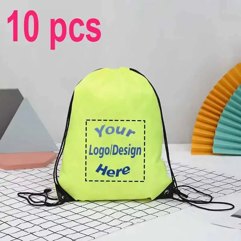 10 sacs à dos personnalisés avec cordon de serrage, imperméables, pour la gym, le sport, le football, sacs promotionnels décontractés pour l'extérieur, impression de logo