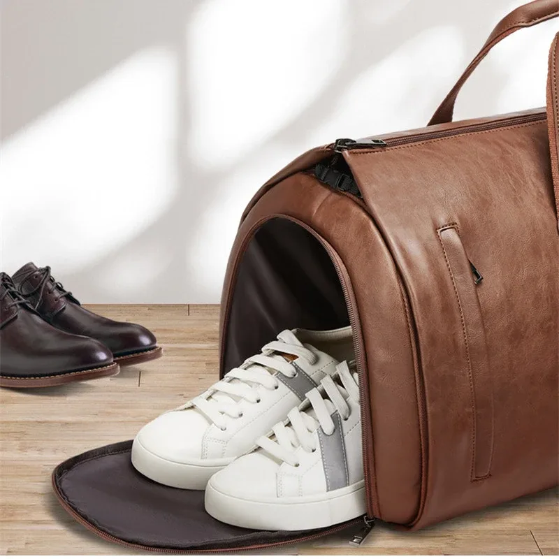 xmessun nouveau sac de voyage portable pour hommes marque de créateur en cuir pu grande capacité bagages pliant sac de costume sac à bandoulière