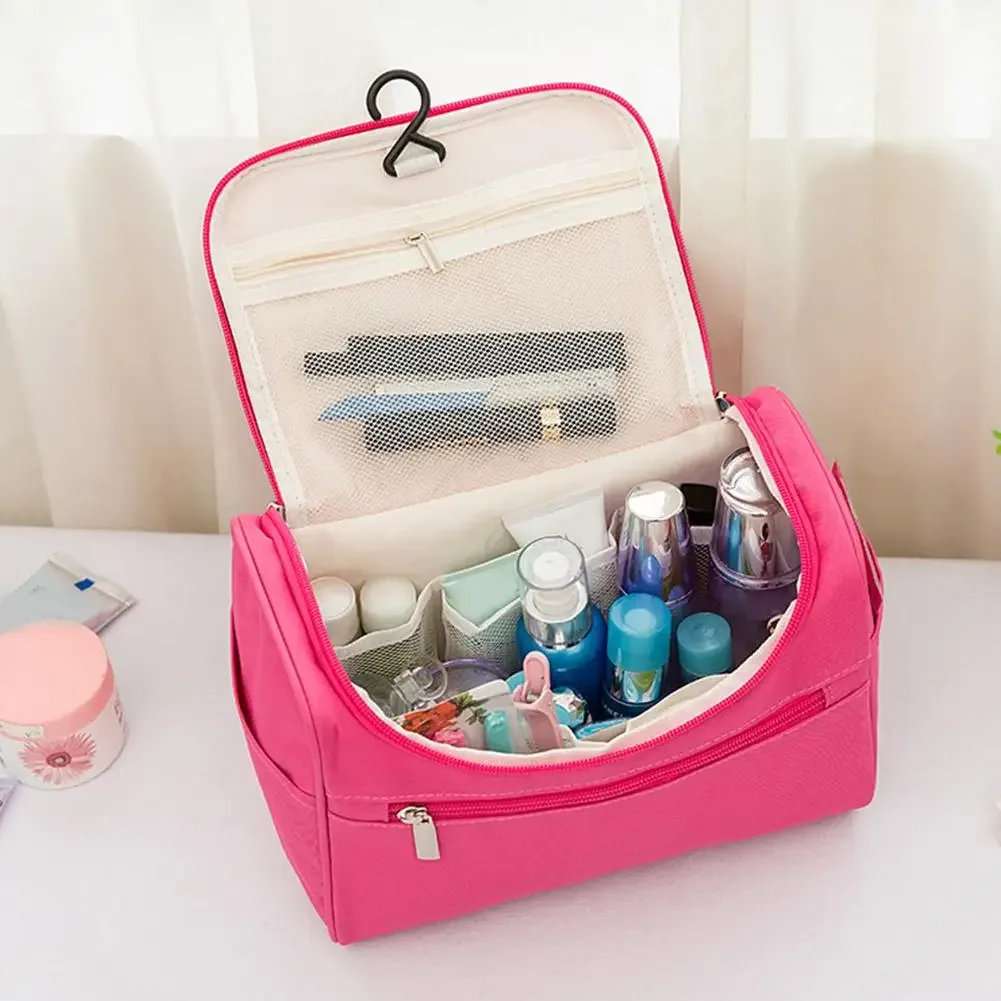 sac de maquillage imperméable avec crochet de suspension et plusieurs poches, sacs cosmétiques pour les essentiels de voyage, trousse de toilette pour femmes et hommes 