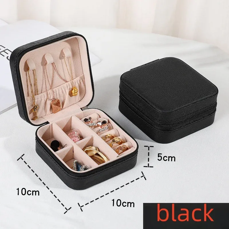 mini boîte de rangement pour bijoux, portable, pour voyages en famille, boîte de rangement pour boucles d'oreilles et colliers, organisateur de bagues pour femmes, boîte de présentation en cuir pu