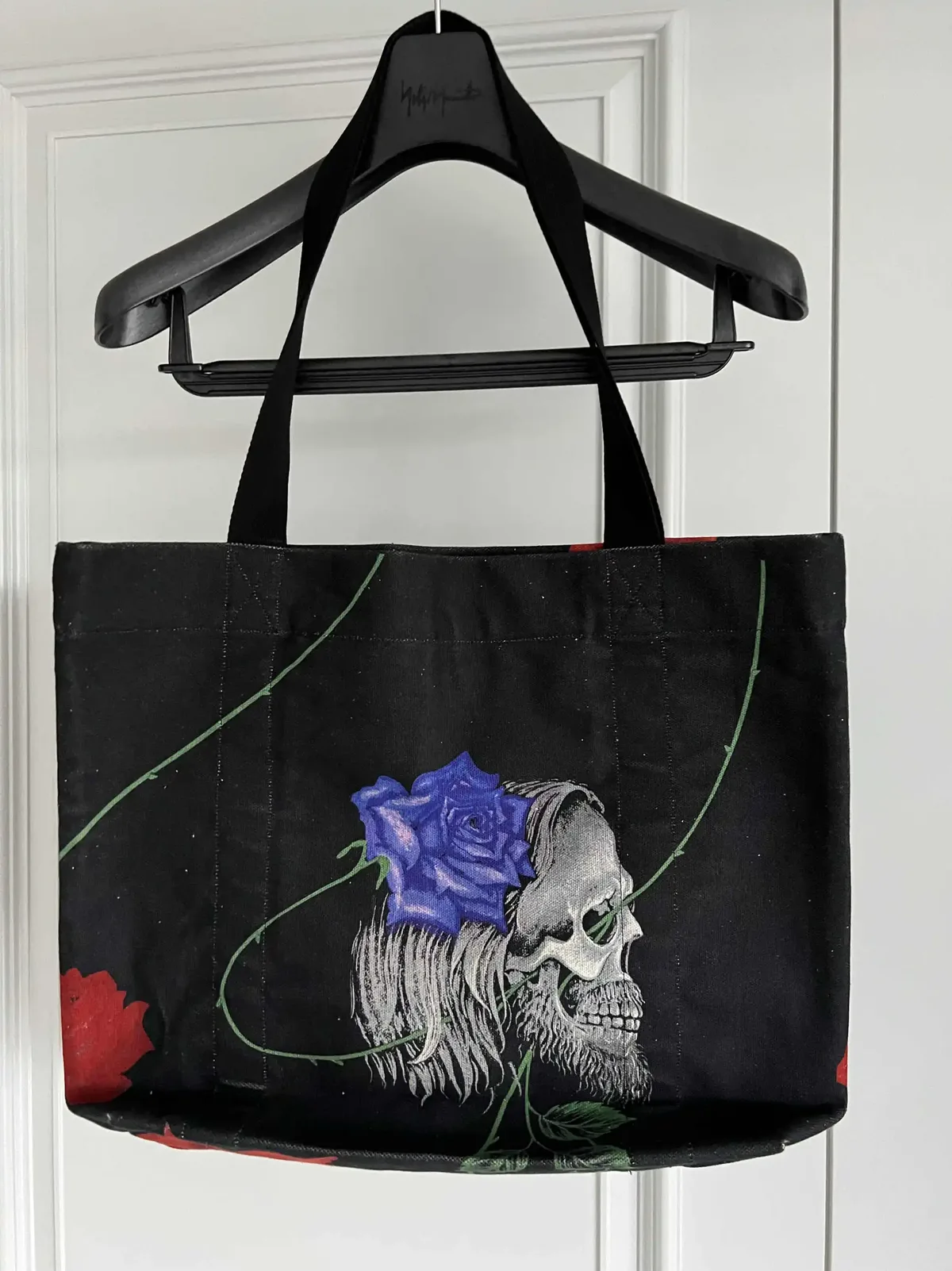 top-yamamoto design original rose crâne sac à bandoulière à main toile sac à provisions imprimé