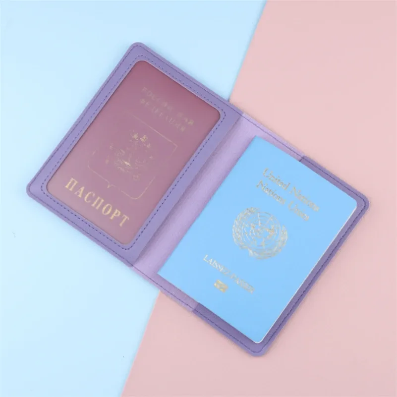 housse de passeport en cuir pu pour femmes et hommes, noir/rouge/rose/violet/bleu/marron/blanc/gris/jaune, étui de passeport pour hommes et femmes
