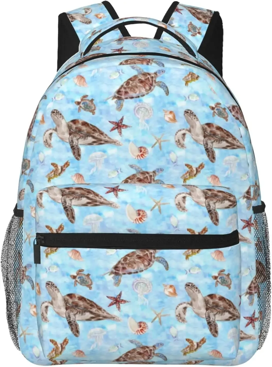 sac à dos pour ordinateur portable léger pour hommes et femmes, tortue de mer, étoile de mer, coquille de méduse, cartable universitaire, sac à dos décontracté, sac de voyage