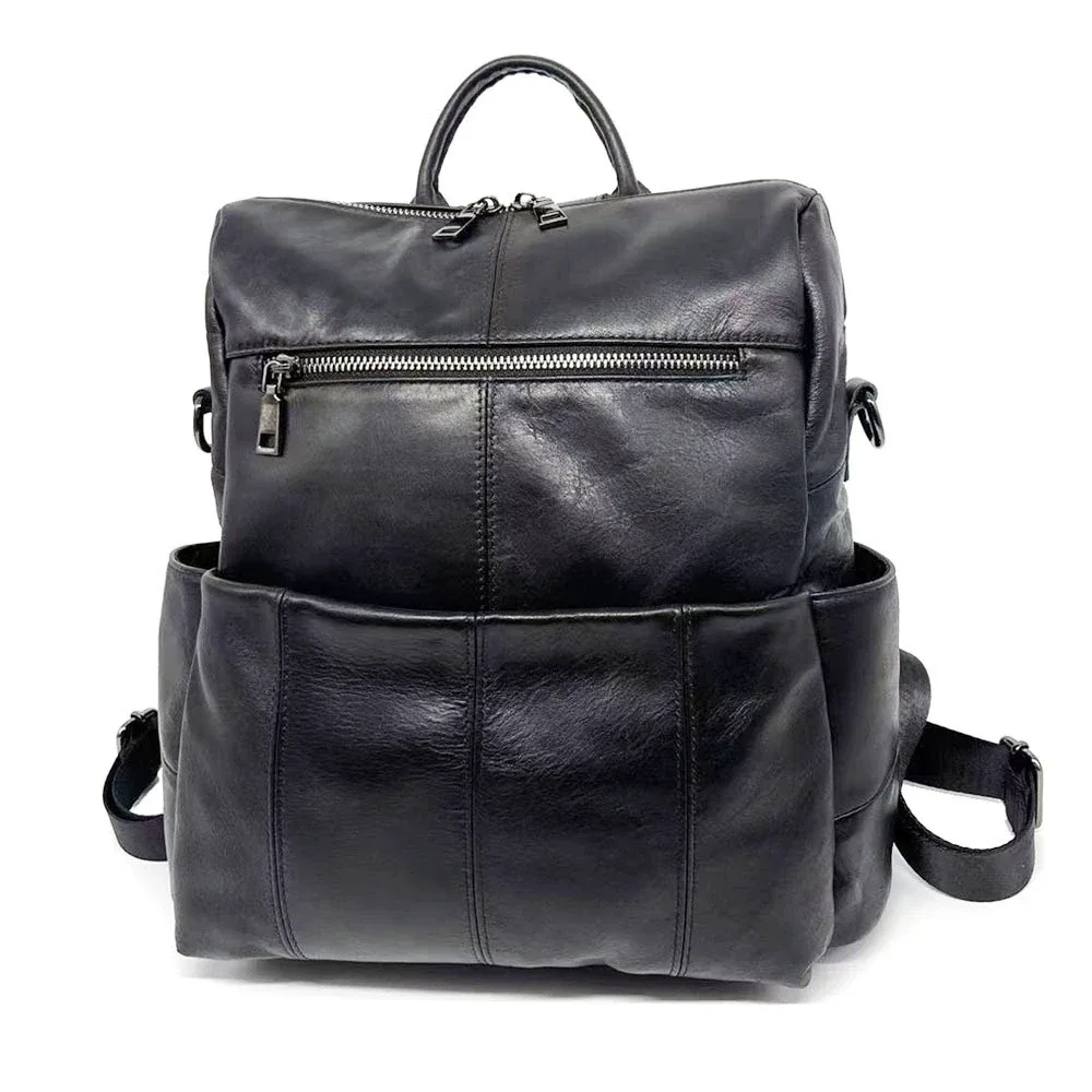 sac à dos quotidien décontracté en cuir de vache, multifonctionnel pour femmes, sacs à bandoulière en cuir véritable, mode dames, sac de voyage en cuir de vache