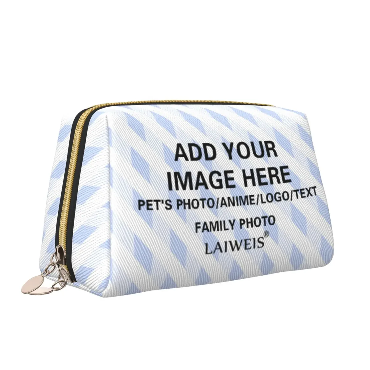 Sac de rangement cosmétique en cuir avec nom personnalisé, logo personnalisé, sac de maquillage classique, escales simples, sac de lavage à fermeture éclair avancée