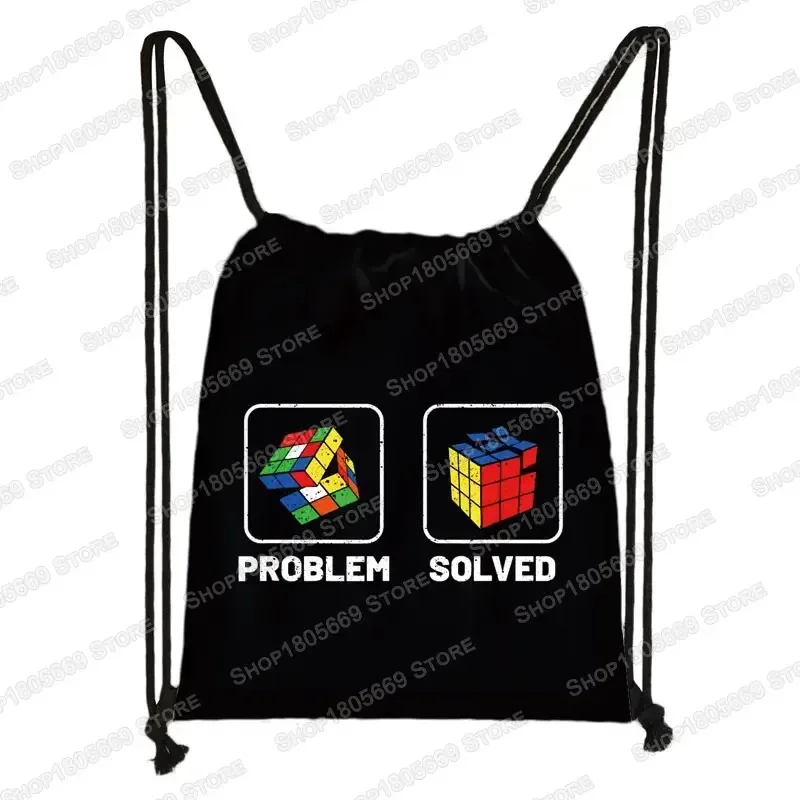 sac à dos magique cube imprimé avec cordon de serrage, sacs de rangement cubo magico pour voyage formule mathématique, sac à dos d'école pour garçons et filles, sac de jour pour enfants