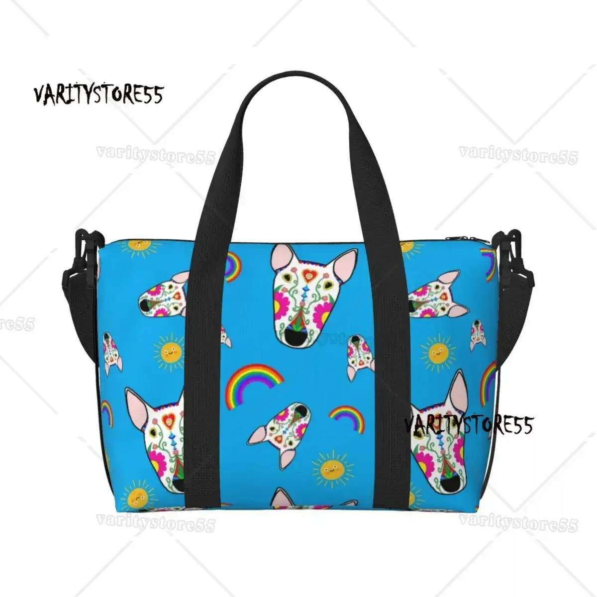 sac fourre-tout personnalisé à motif répété de chien bull terrier pour femmes, sac de voyage à bandoulière de grande capacité pour animaux de plage et de gymnastique
