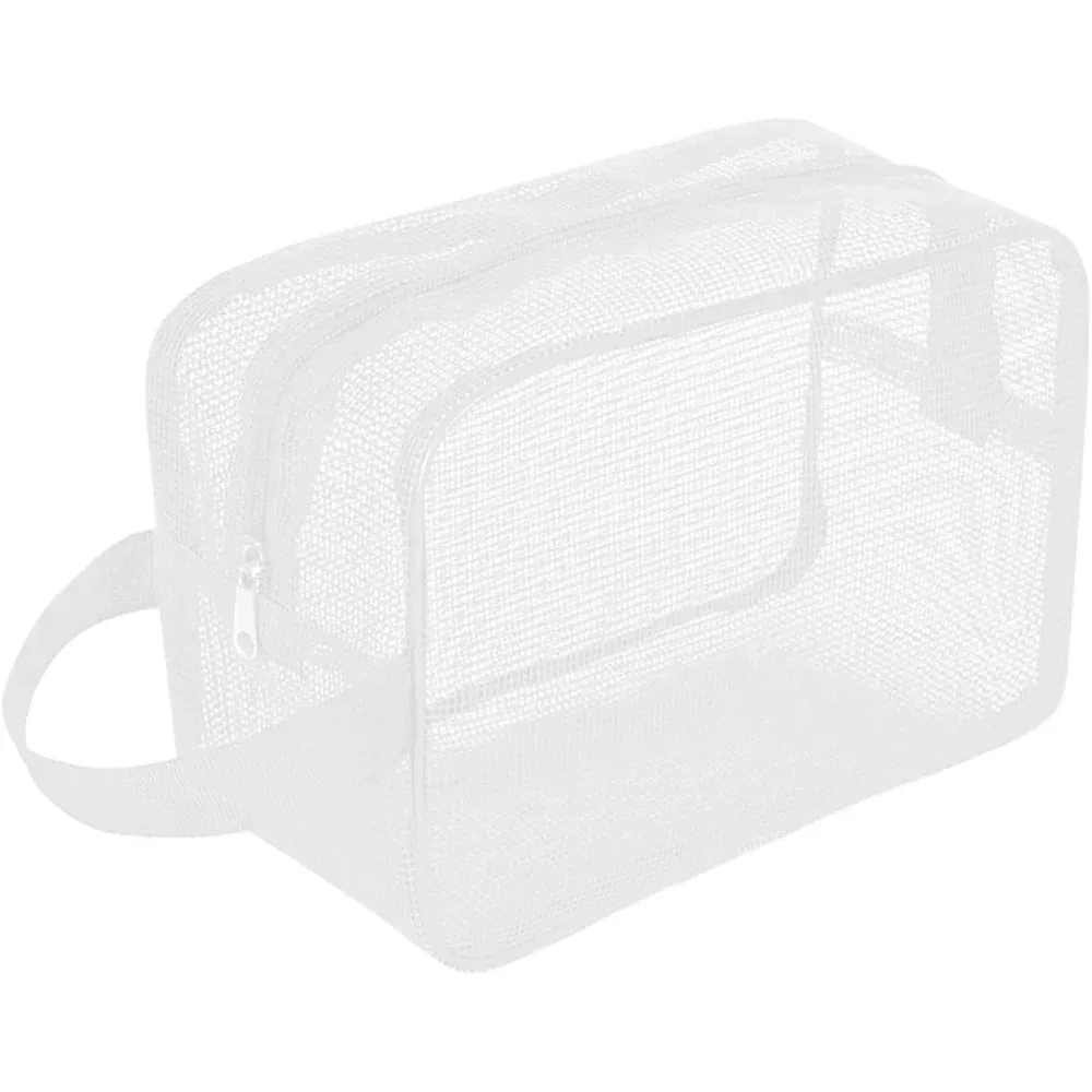 sac de bain portable en maille, pochette de toilette de douche, support de rangement de maquillage de voyage, organisateur d'accessoires de salle de bain, sac de plage
