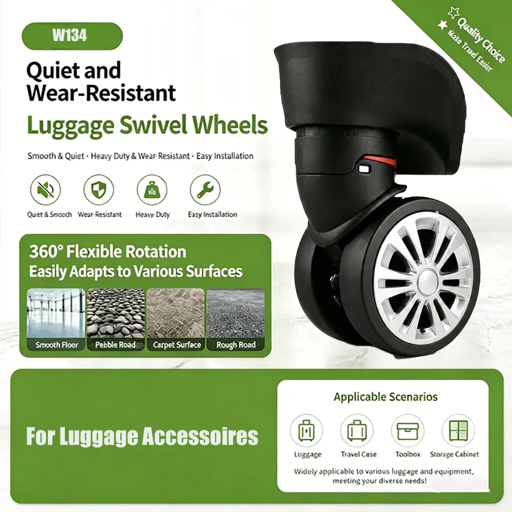 roues de remplacement universelles robustes pour sacs de voyage, roulettes silencieuses pour valises, chariots à bagages, rotation à 360°, durables et rapides