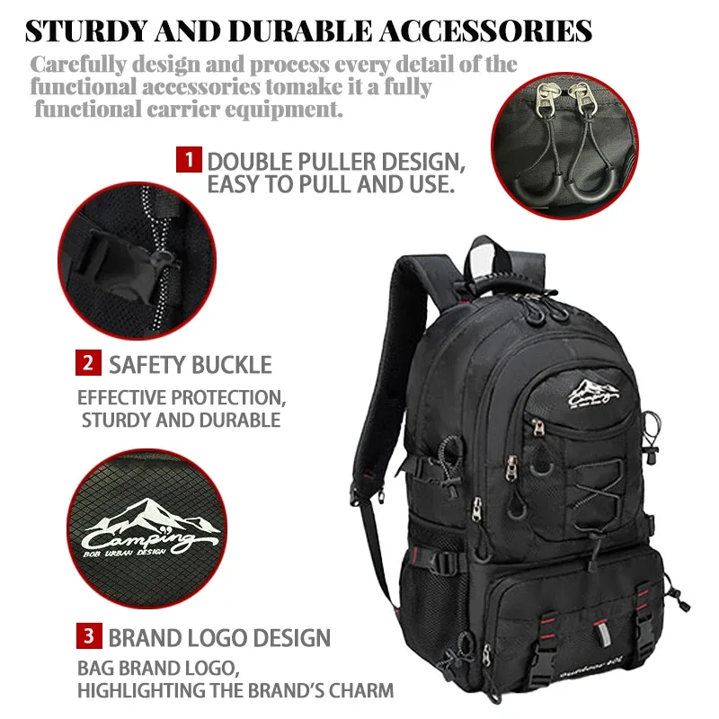 sac de randonnée en plein air, sac à dos de grande capacité de 60 l pour hommes et femmes, sac à dos de voyage de loisirs à la mode, sac de sport léger