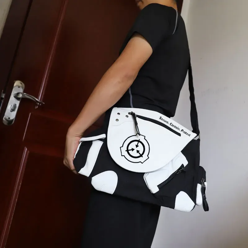 sac messager en cuir pu pour hommes et femmes, sac d'école scp, sacs initiés, procédures spéciales anime, cosplay