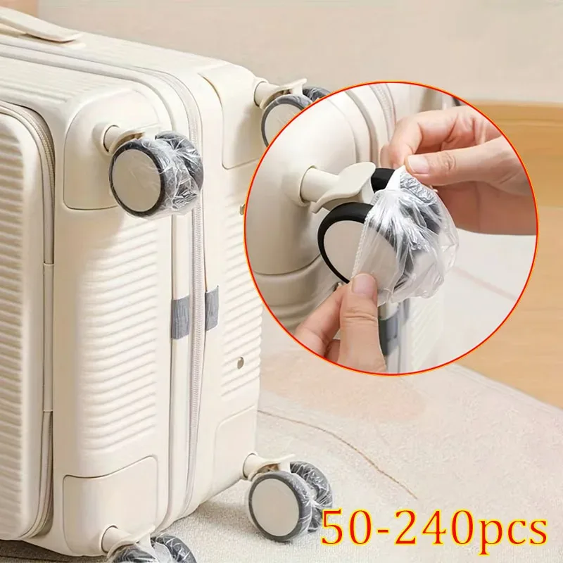 50/80 pièces Housses de roues de bagages – Protections anti-poussière pour valises, accessoires de voyage jetables pour chariots à roulettes