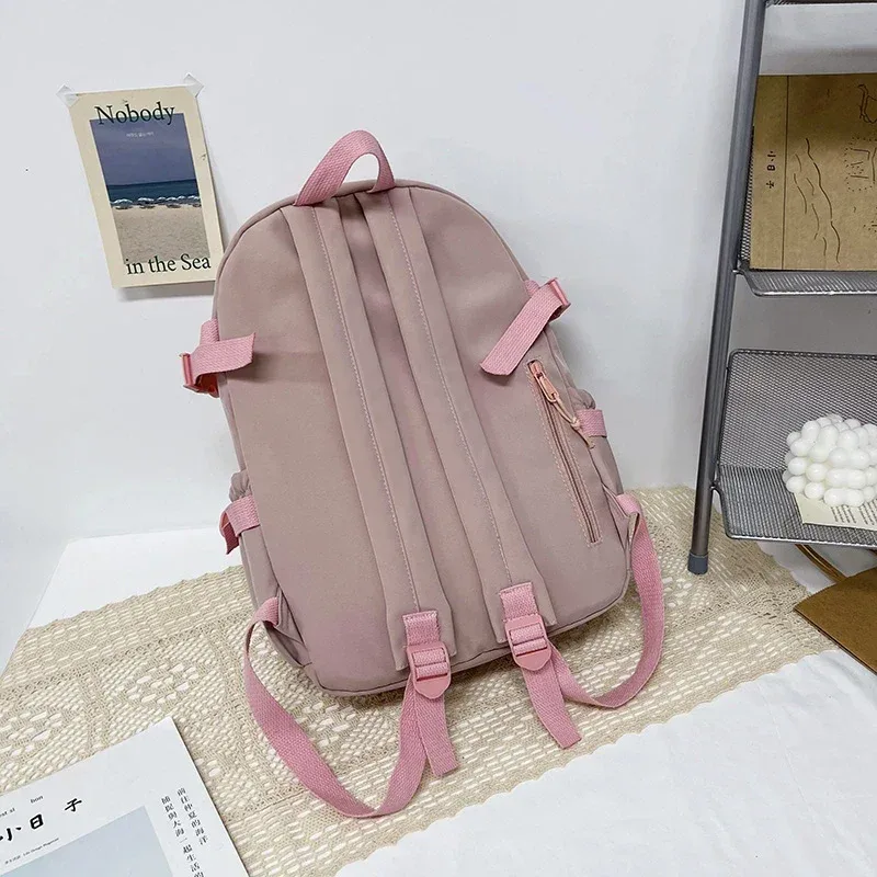 sac à dos lycée patchwork kawaii de grande capacité pour fille, sacoche à crayons pour enfant