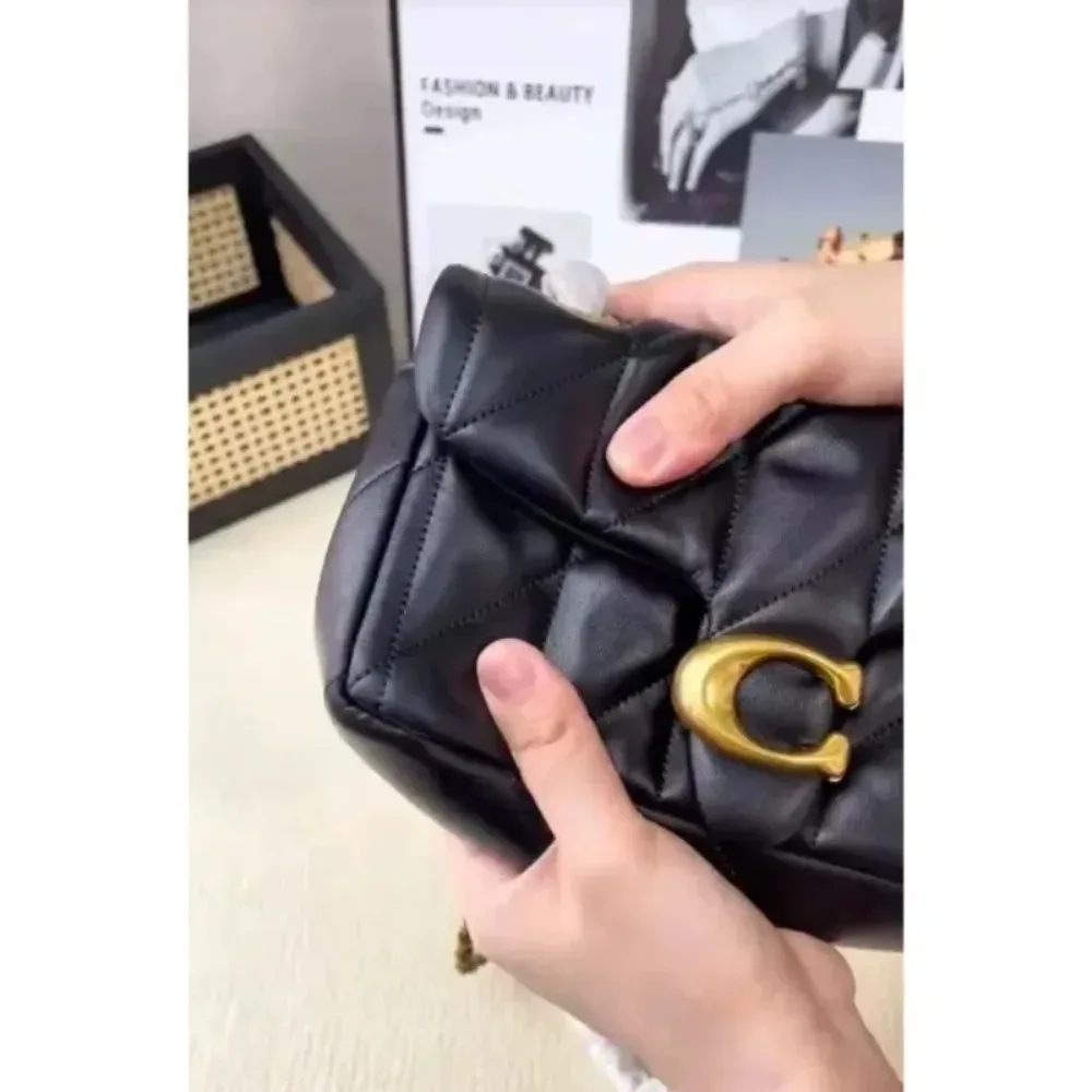 sac à chaîne de haute qualité à motif diamant noir, sac bandoulière, petit sac carré, sac à chaîne