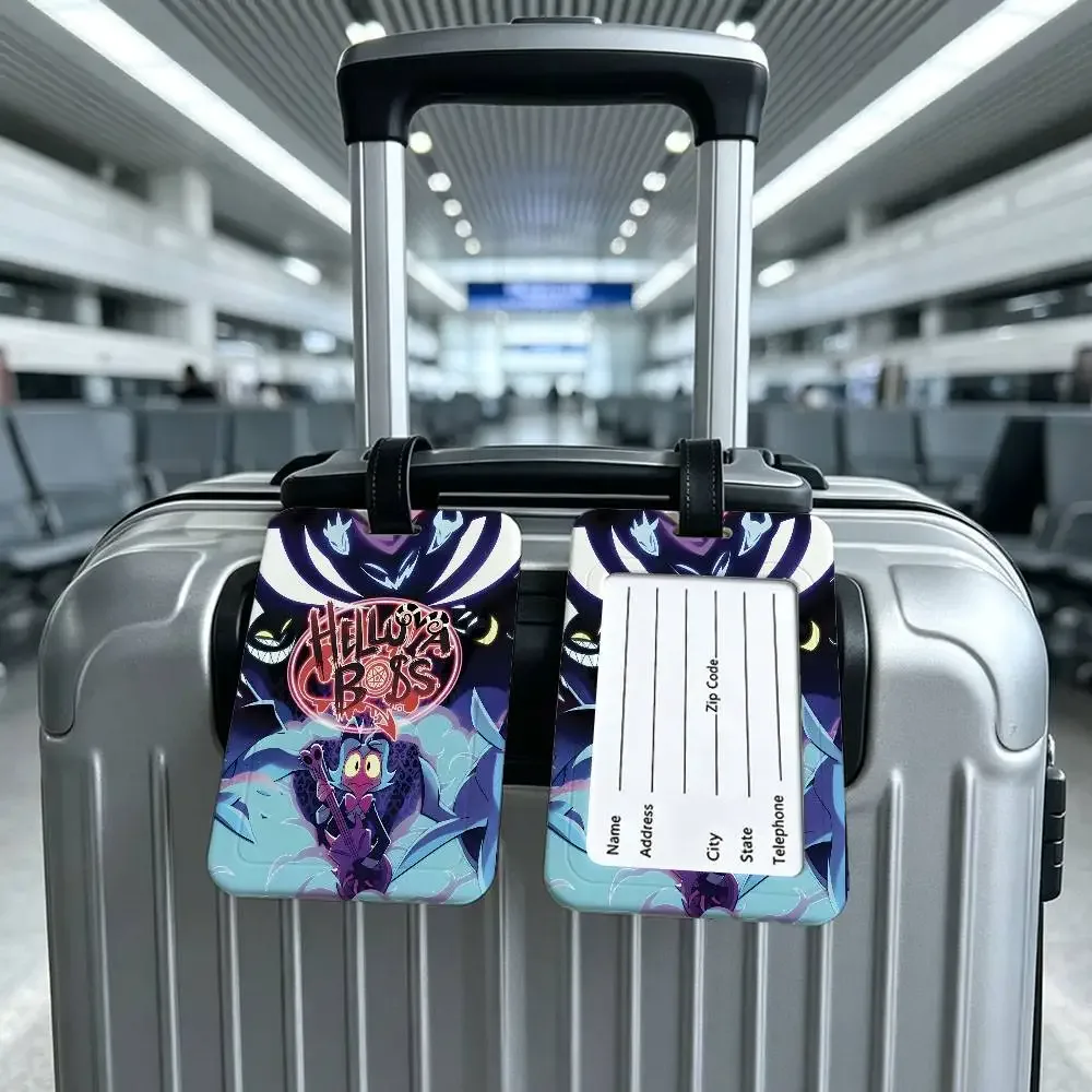 h-hazbin-hotel demonic-edgy – étui pour cartes d'information imperméable en pvc, étiquette de bagage, identificateur anti-perte pour valise et sac à main