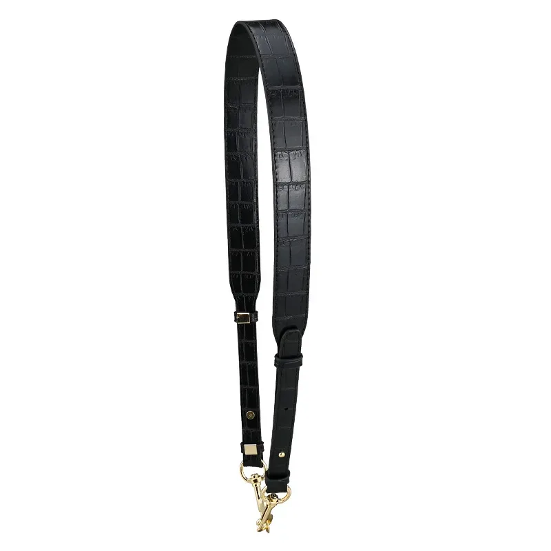 sac large en cuir à motif croisé, sac à bandoulière réglable en autruche noir, sangle en cuir, accessoire de sac de haute qualité
