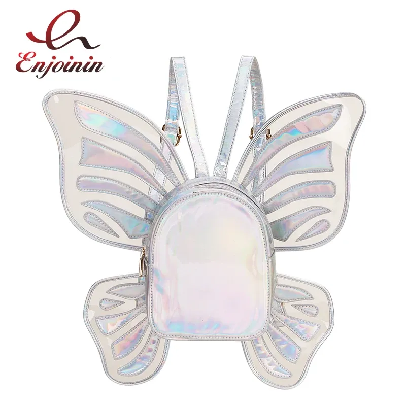Sac à dos laser papillon amusant pour femme, ailes d'ange, sac de jour lancé, mini sac de voyage, sac étudiant Casting, mode 2021