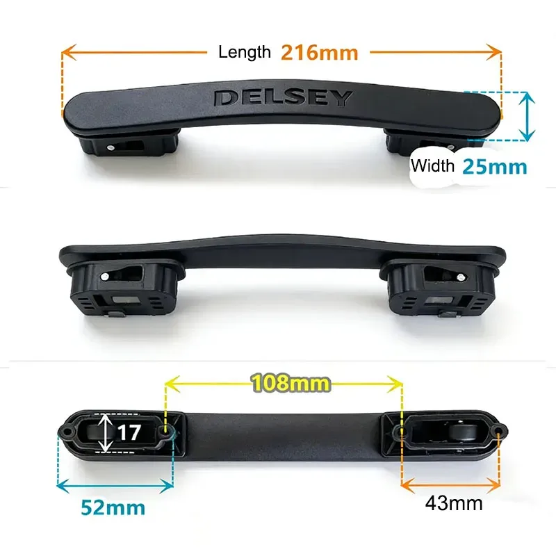 poignée de remplacement durable delsey avec vis pour valise de voyage, trolley et boîte