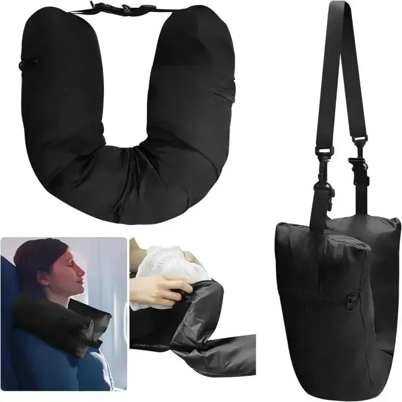 taie d'oreiller de voyage rechargeable, sac de rangement, sac de voyage portable, coussin d'avion, oreiller de
