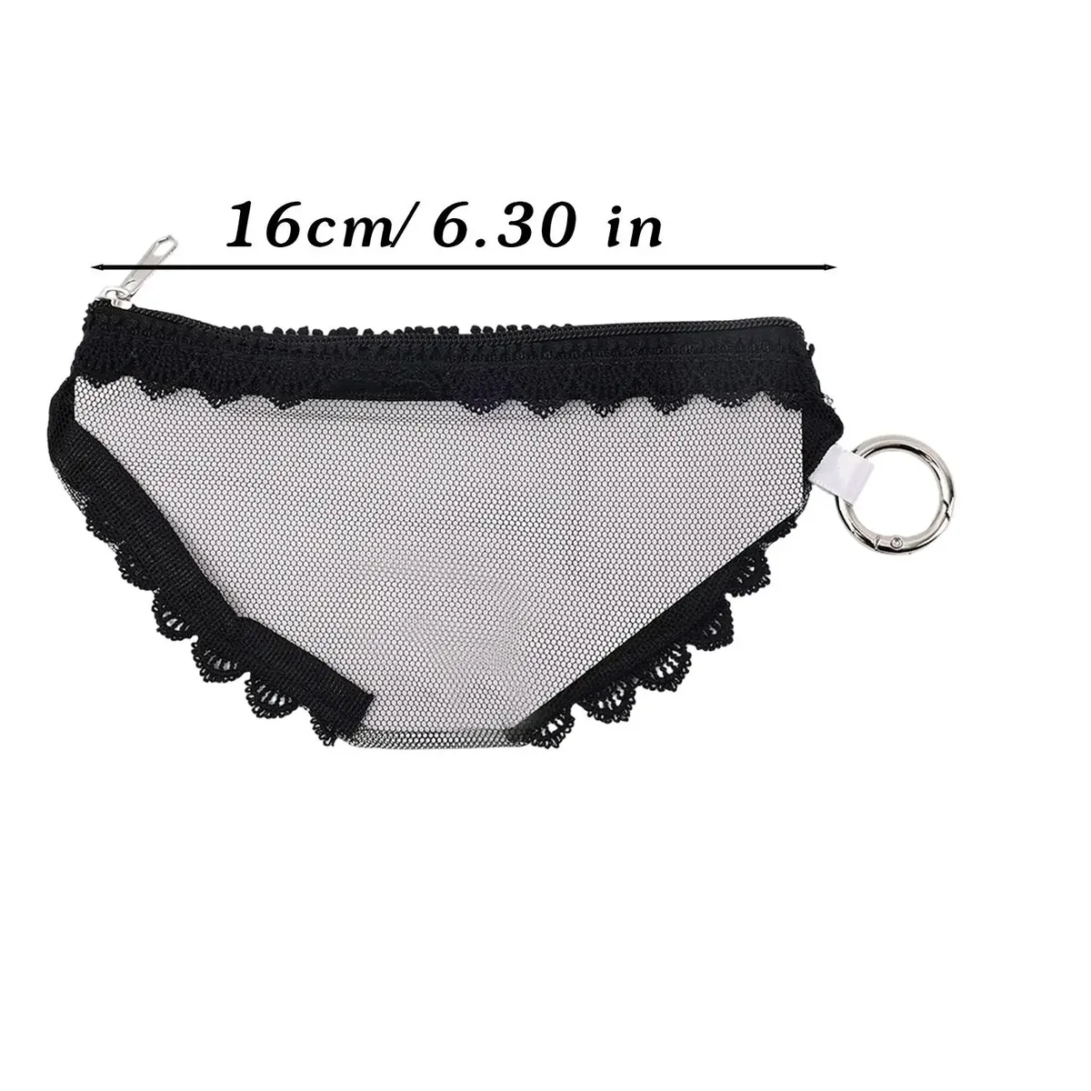 pochette de maquillage en maille tendance avec bordure en dentelle transparente, pochette de rangement décorative avec fermeture éclair, organisateur de bijoux et écouteurs