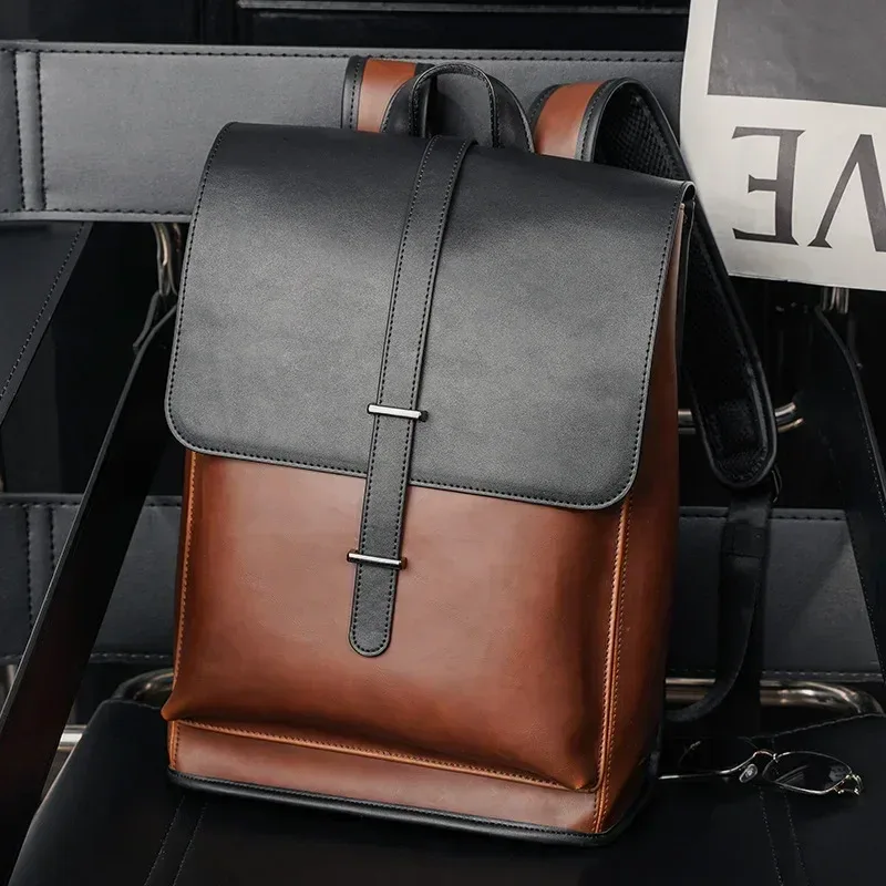 sac à dos de voyage en cuir pu pour hommes, nouvelle mode, design de marque de luxe, sac à dos d'école de grande capacité, sac à bandoulière pour ordinateur portable