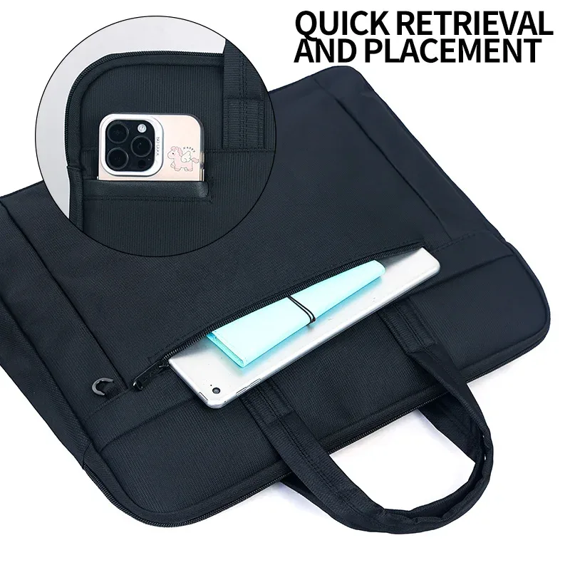 sacoche pour ordinateur portable étanche de 15,6 pouces avec sangle de bagage, sac à main portable pour hommes et femmes, idéal pour le bureau et les voyages.