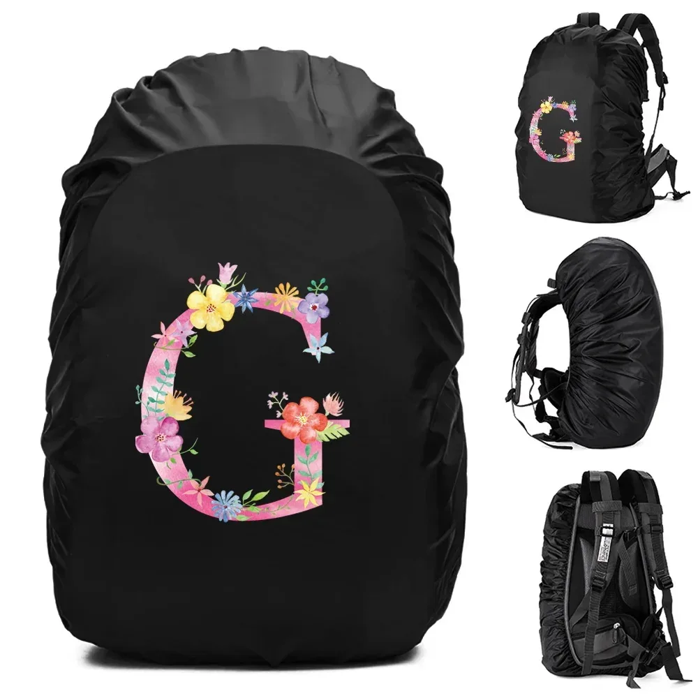 sac à dos étanche unisexe, housse de pluie, sac de camping en plein air, randonnée, escalade, sports, housse de pluie anti-poussière, imprimé lettre rose, 30l, 40l, 70l
