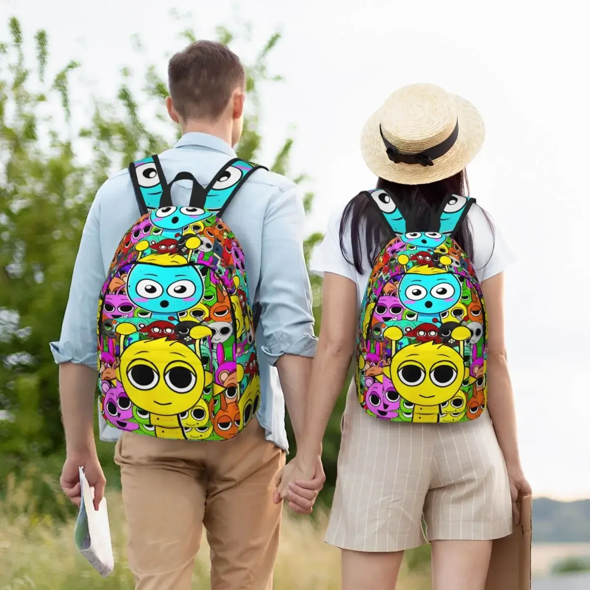 sacs à dos en toile sprunkis avec impression 3d personnalisée, sacs de voyage pour l'école et l'université, pour femmes et hommes, pour ordinateur portable de 15 pouces
