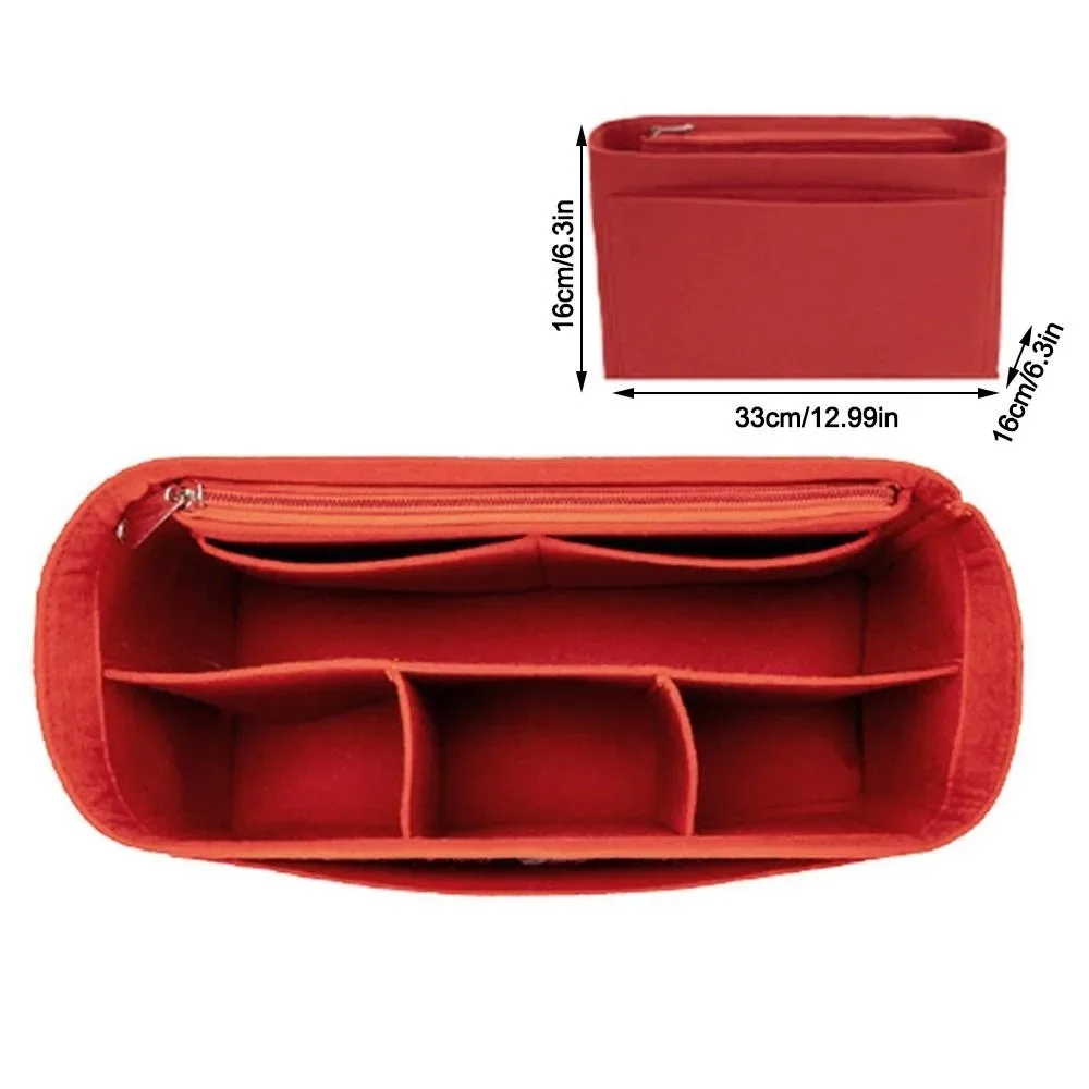sac d'insertion en feutre multi-poches avec fermeture éclair, organisateur de sac à main grande capacité, sac intérieur pour lv speedy25/30/35/gentlewoman