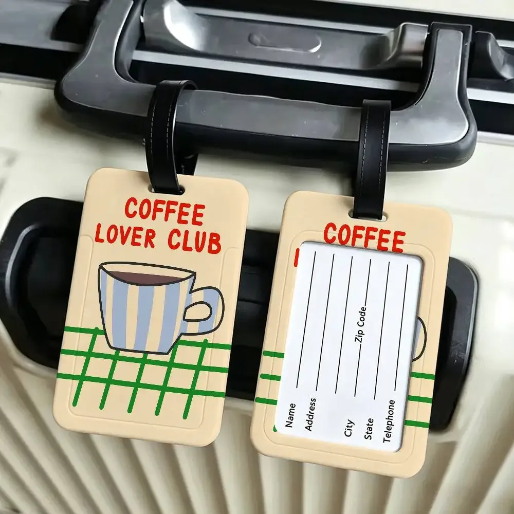 cafetière à espresso italienne, étiquette d'identification de bagages en pvc, porte-carte d'informations anti-perte, étiquette de nom pour valise de voyage
