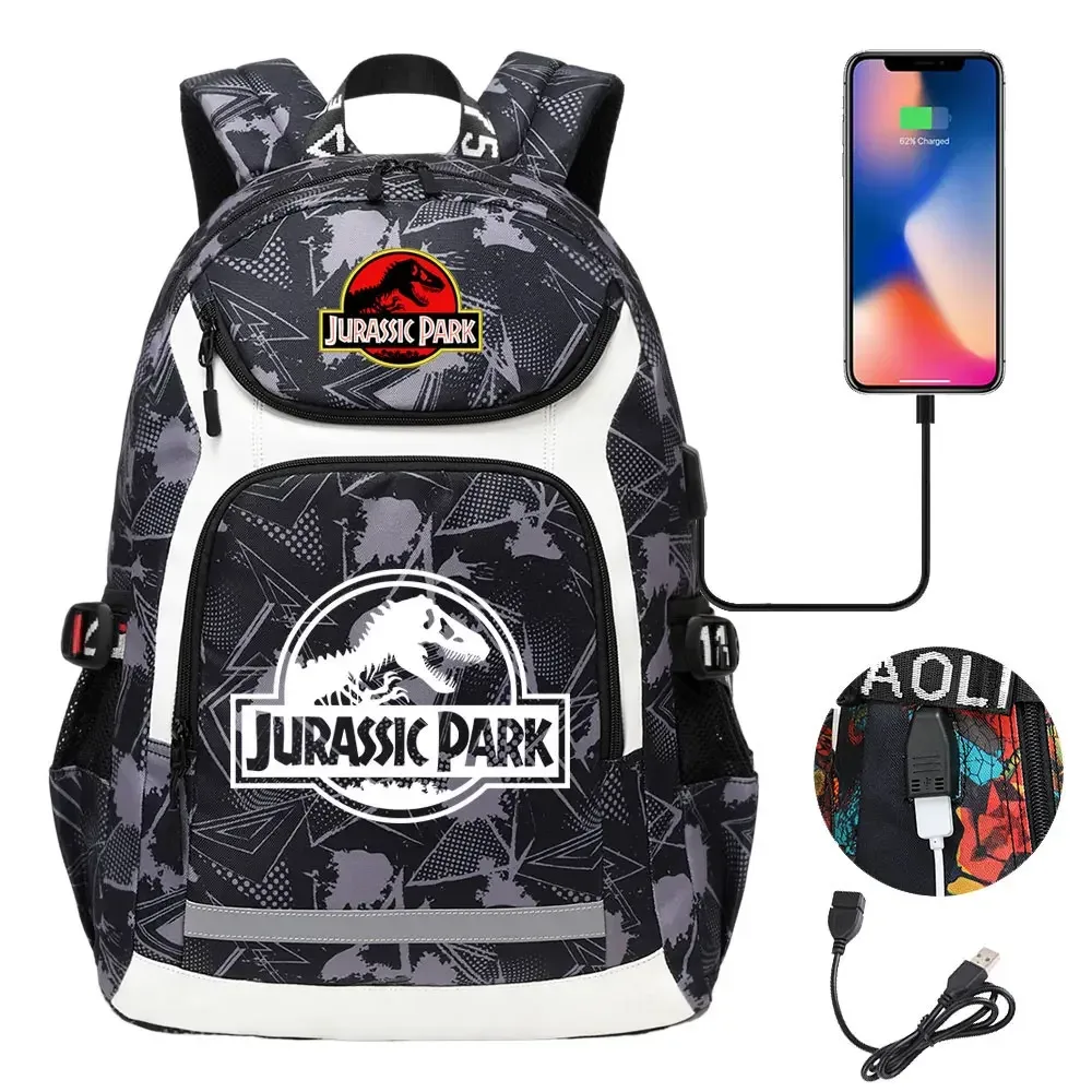 208.assic world park dinosaur school plebags, sacs à dos de voyage pour ordinateur portable, usb, adolescents, femmes, hommes, bol, garçons, enfants