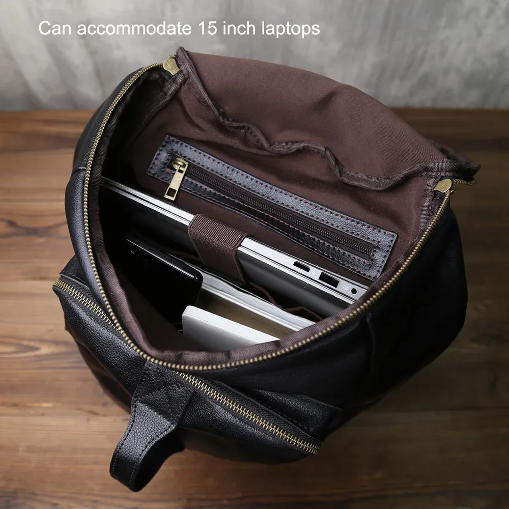 sac à dos en cuir véritable tendance jlfgpj pour hommes, grande capacité, en cuir de vachette de première qualité, forme de seau, sac simple pour ordinateur