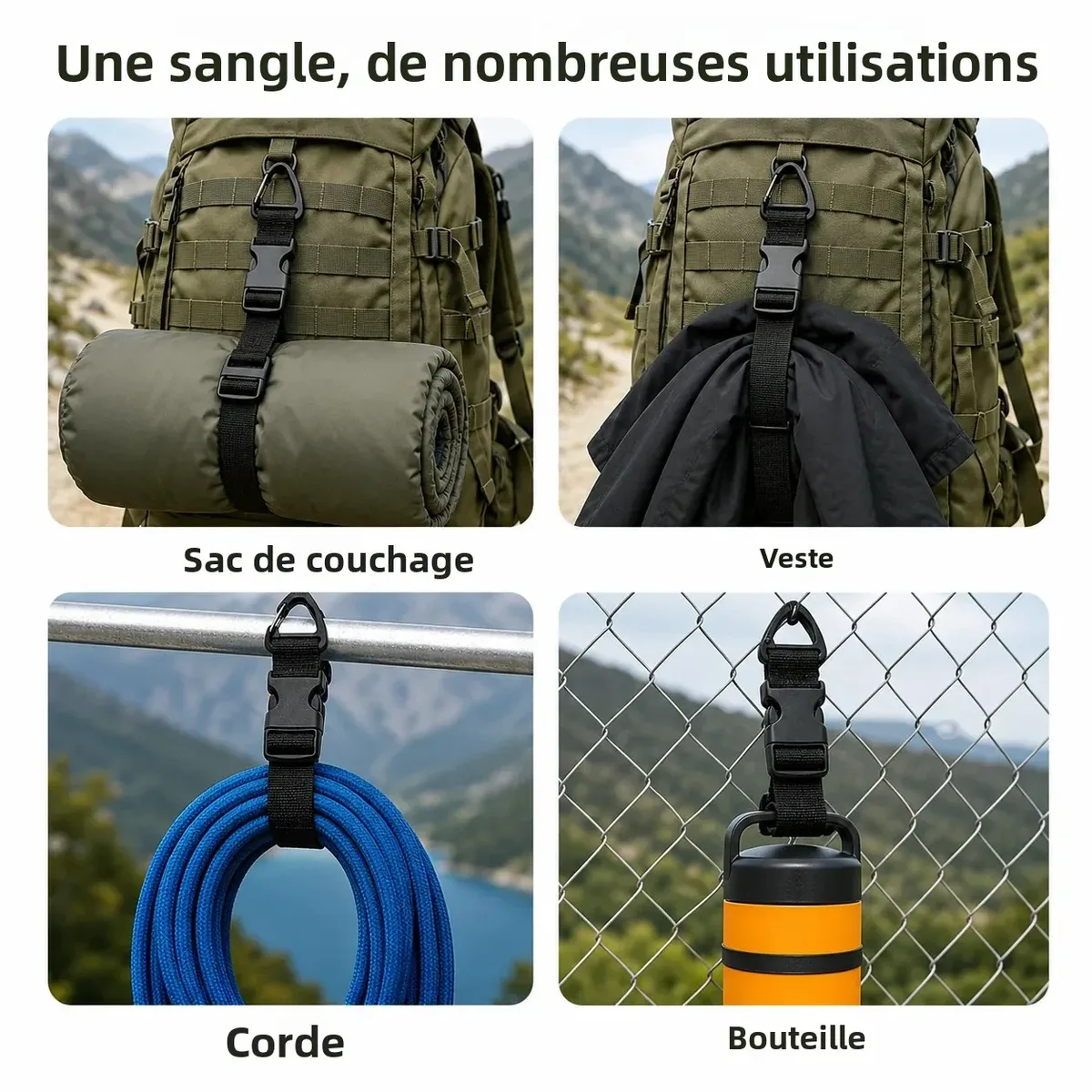sangle de bagage réglable avec boucle triangulaire, ceinture de fixation en nylon pour tente, camping, randonnée, voyage, rangement, 5/10/20 pièces