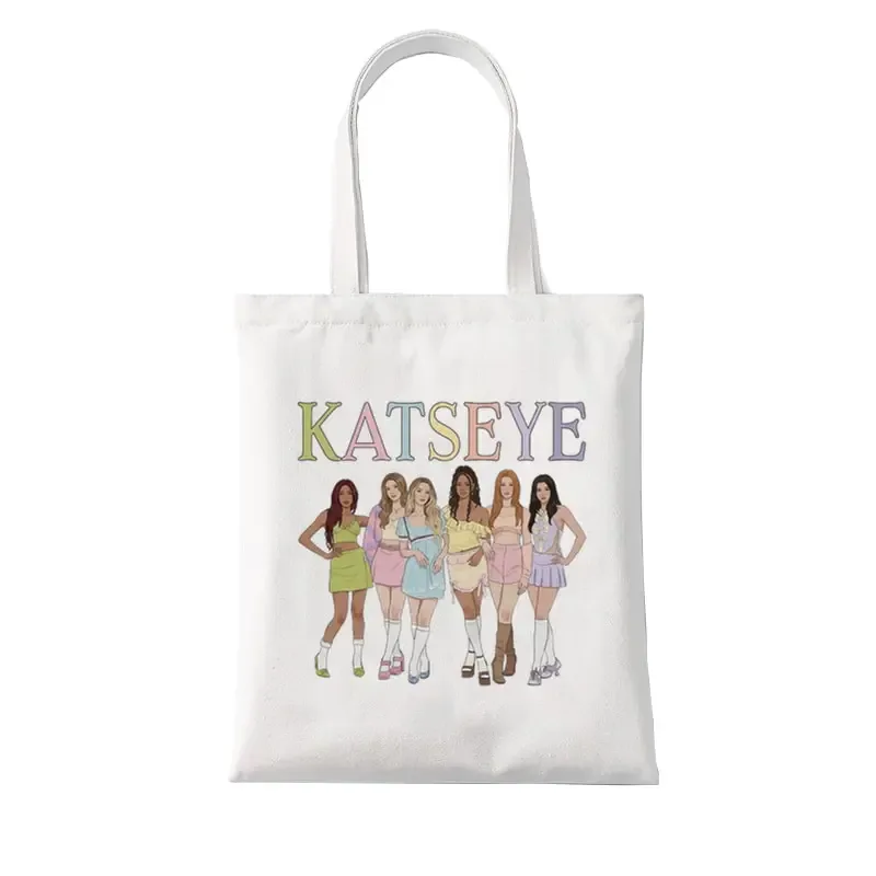 sac fourre-tout grande capacité katseye world tour pour femmes, sacs de voyage multifonctionnels, sacs de shopping tendance, cadeaux pour fans kpop version q