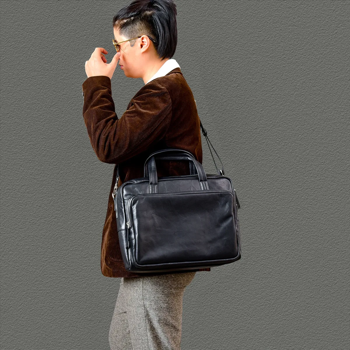 pndme affaires simple haute qualité en cuir véritable hommes porte-documents noir voyage en plein air travail luxe doux en cuir de vache sac à main
