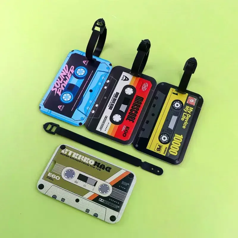 1 pièce étiquette de bagage vintage colorée en plastique avec porte-carte d'identification anti-perte pour val