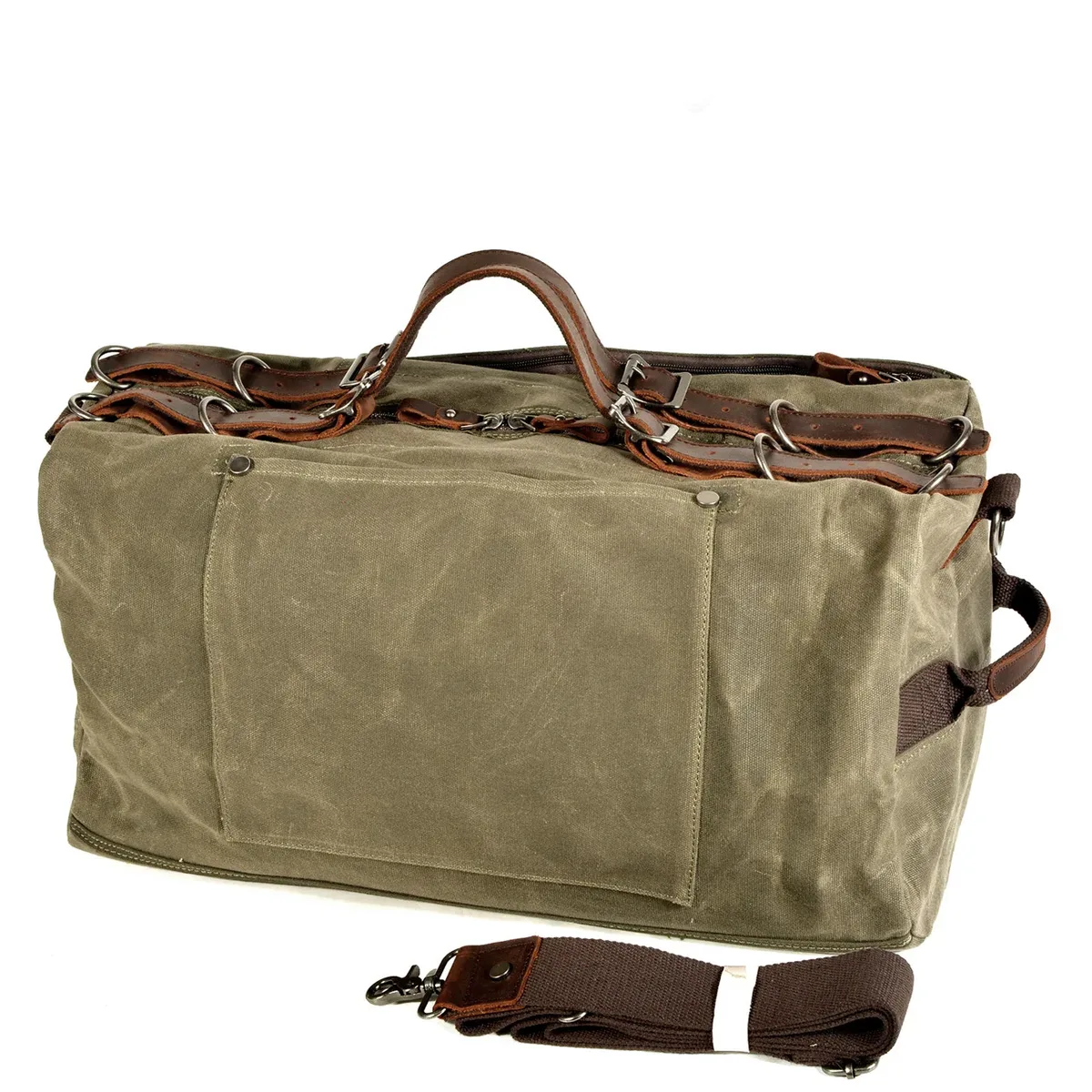 sac de voyage en toile de cire à l'huile épaisse de style militaire, sac de voyage rétro, sac de sport de plein air, grande capacité