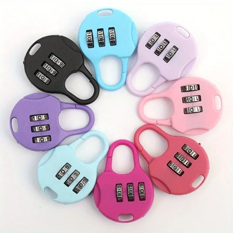 mini cadenas de voyage à 3 chiffres, couleur aléatoire, pour valise, bagages, sécurité, code de mot de passe, 